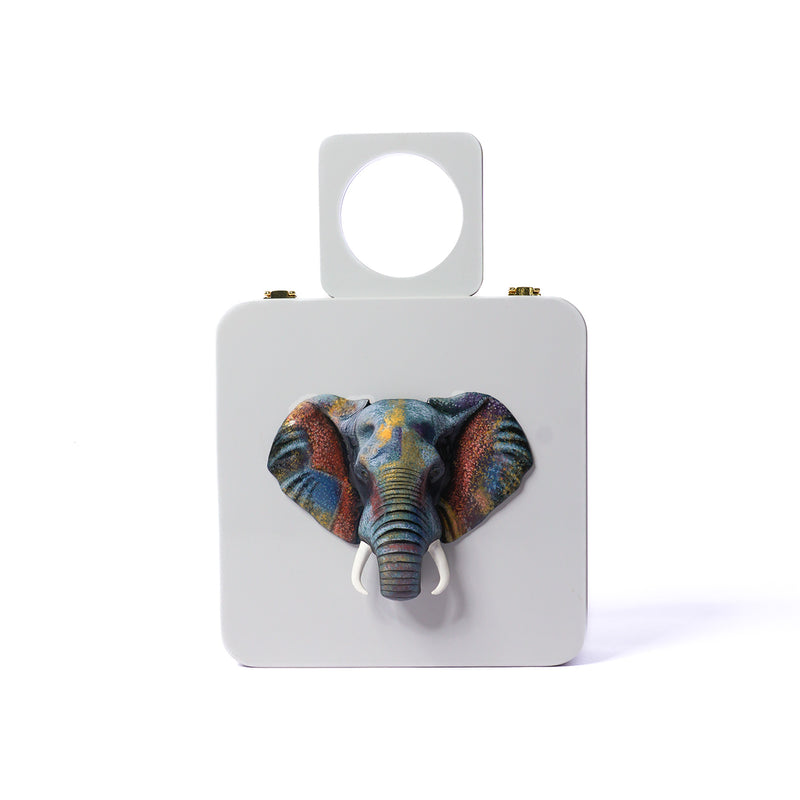 White Artistic Elephant Handle Bag