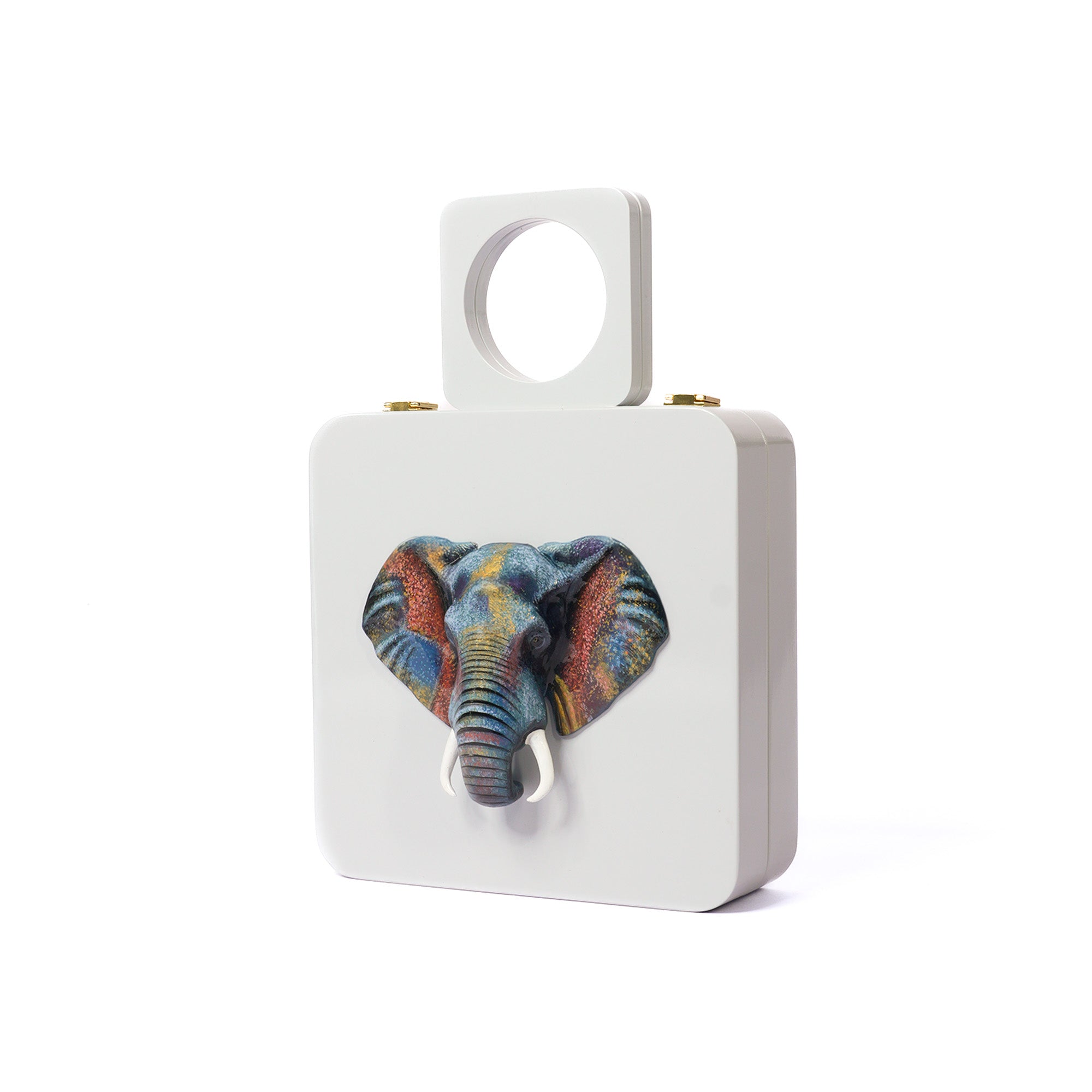White Artistic Elephant Handle Bag
