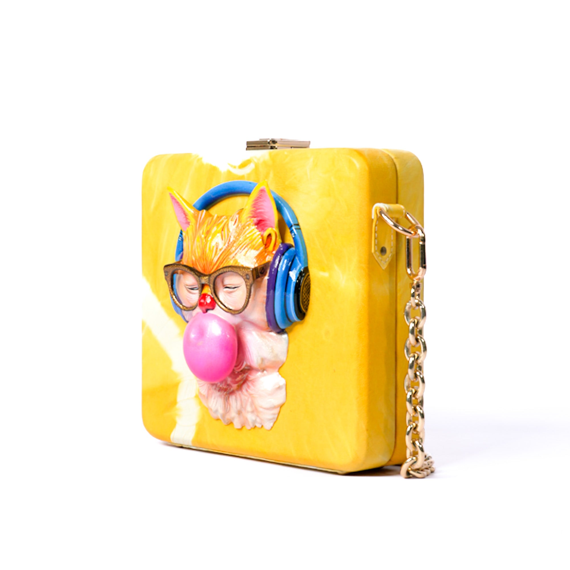 Yellow Playful Cat Sling Bag