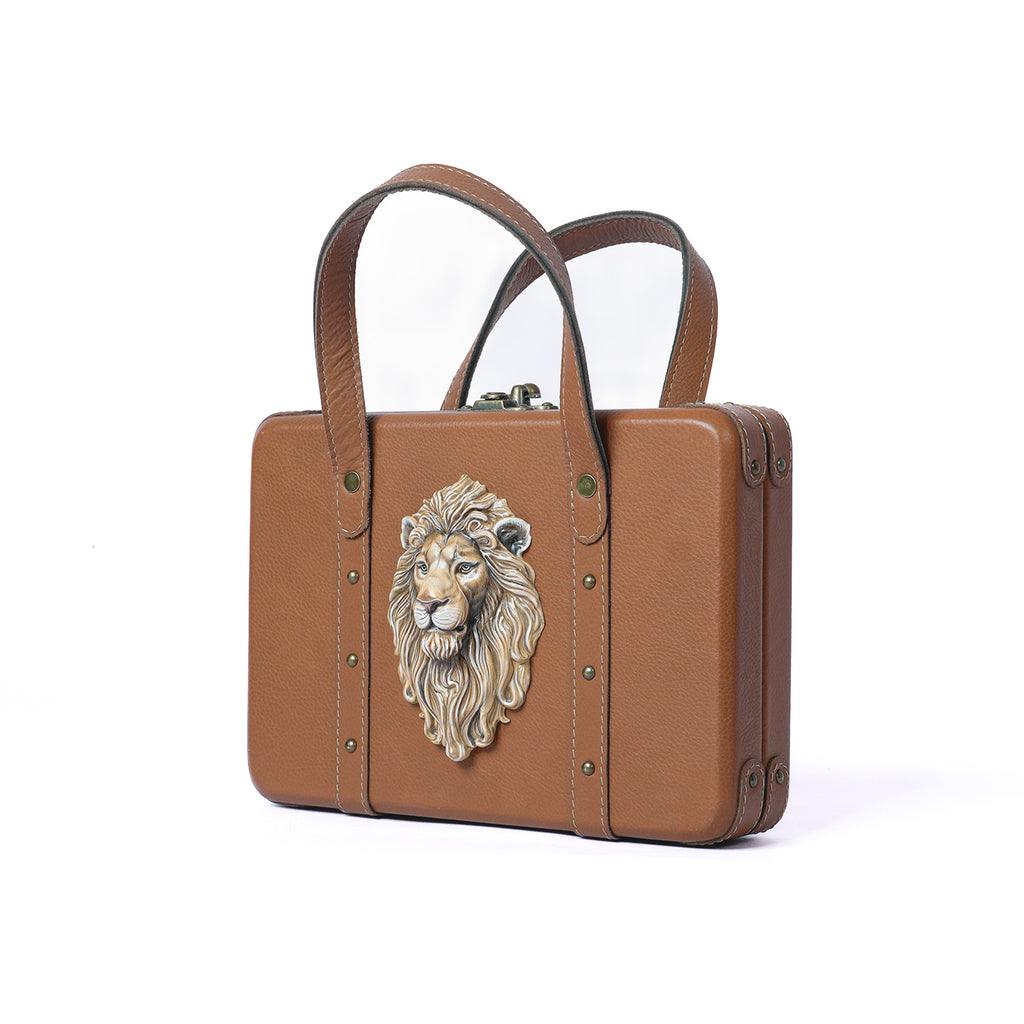 Brown Lion Briefcase Bag