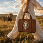 Brown Lion Briefcase Bag