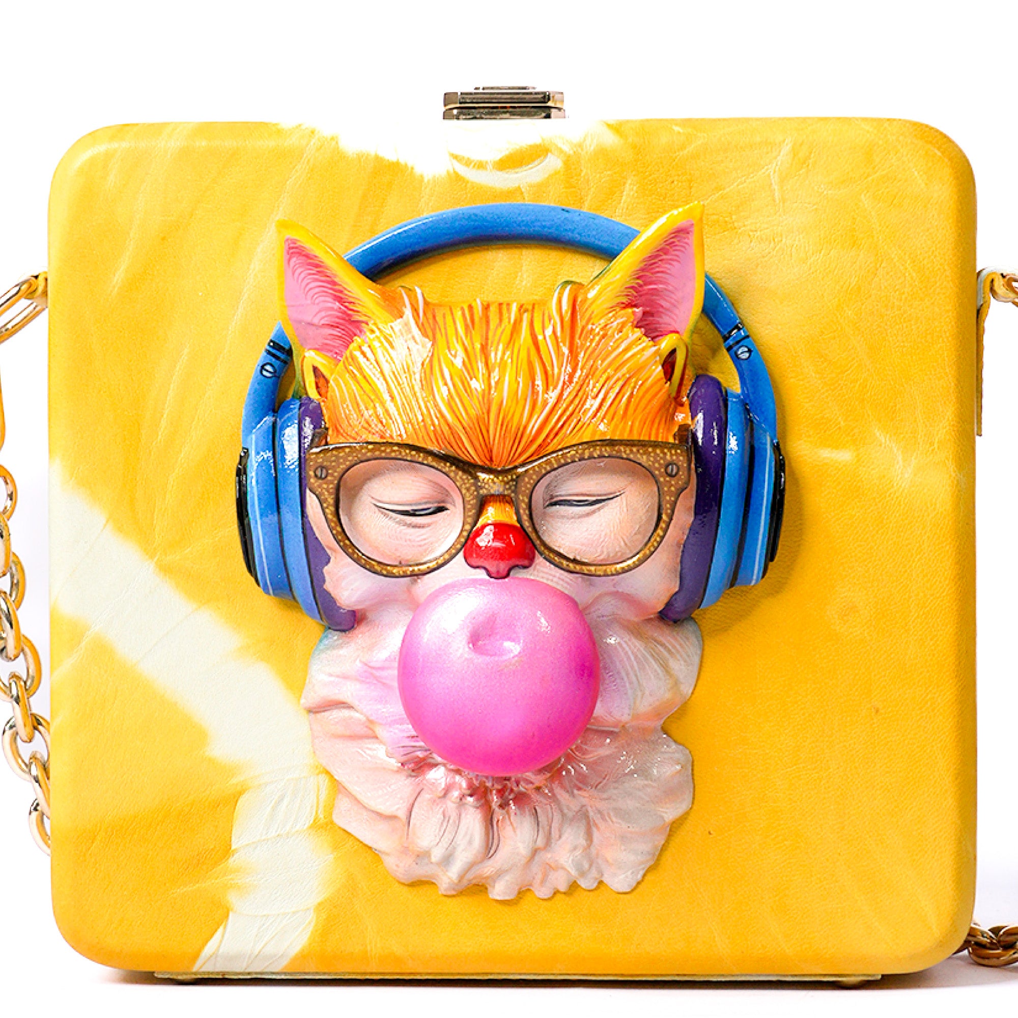 Yellow Playful Cat Sling Bag
