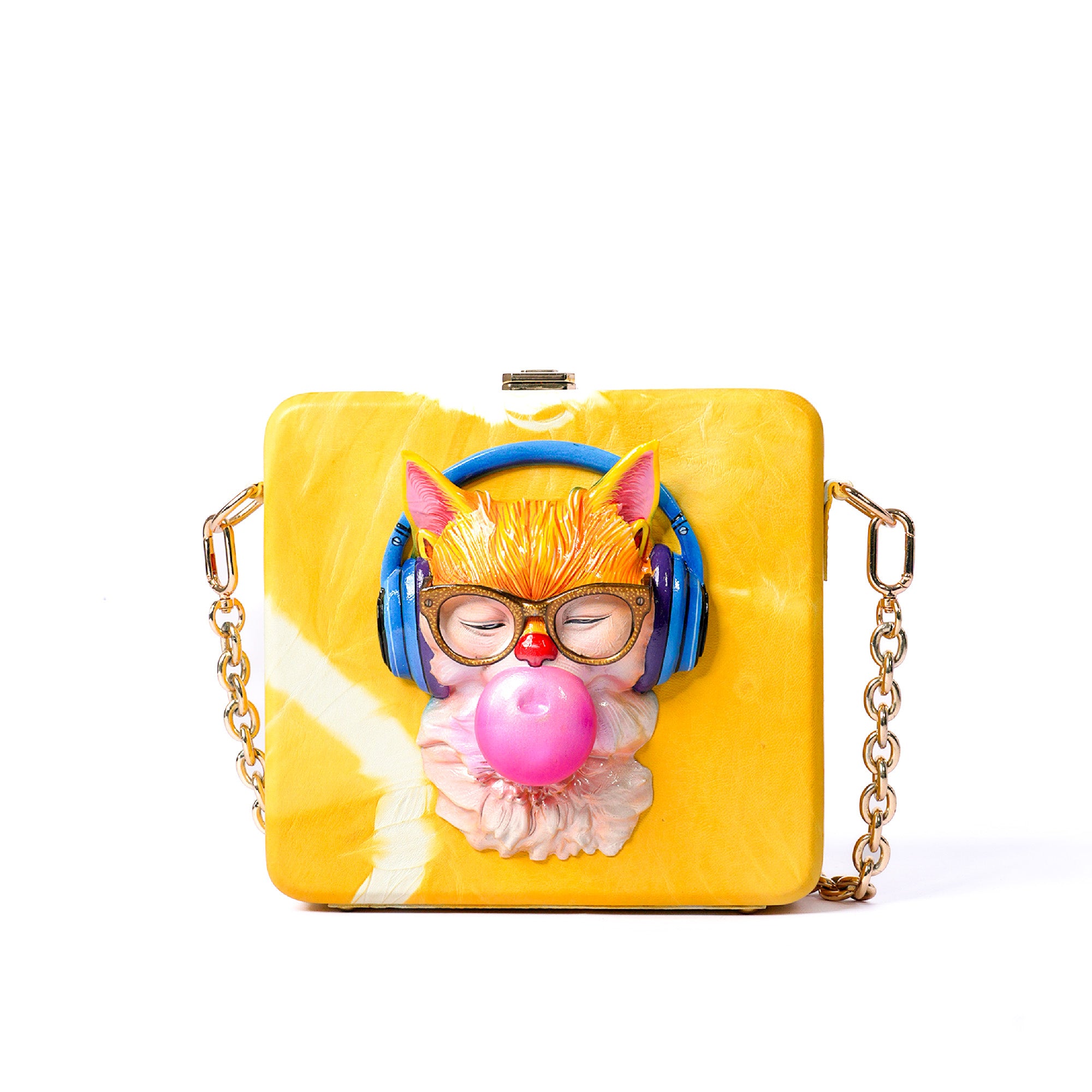 Yellow Playful Cat Sling Bag